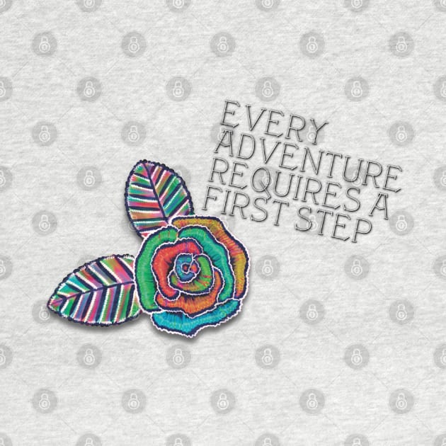 Every Adventure Requires a First Step, Motivational Quote, Alice in Wonderland by cherdoodles